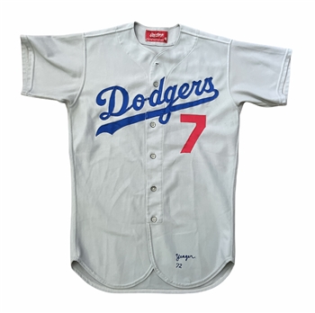 Lot Detail - 1980 Steve Yeager Game Worn Los Angeles Dodgers Road Jersey