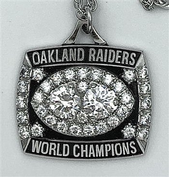 1983 Oakland Raiders Super Bowl XVIII Champions 10K White Gold Pendant!