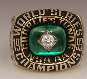 1993 Charlie's Tunas Nsa Aa World Series Champions 10k Yellow Gold Ring